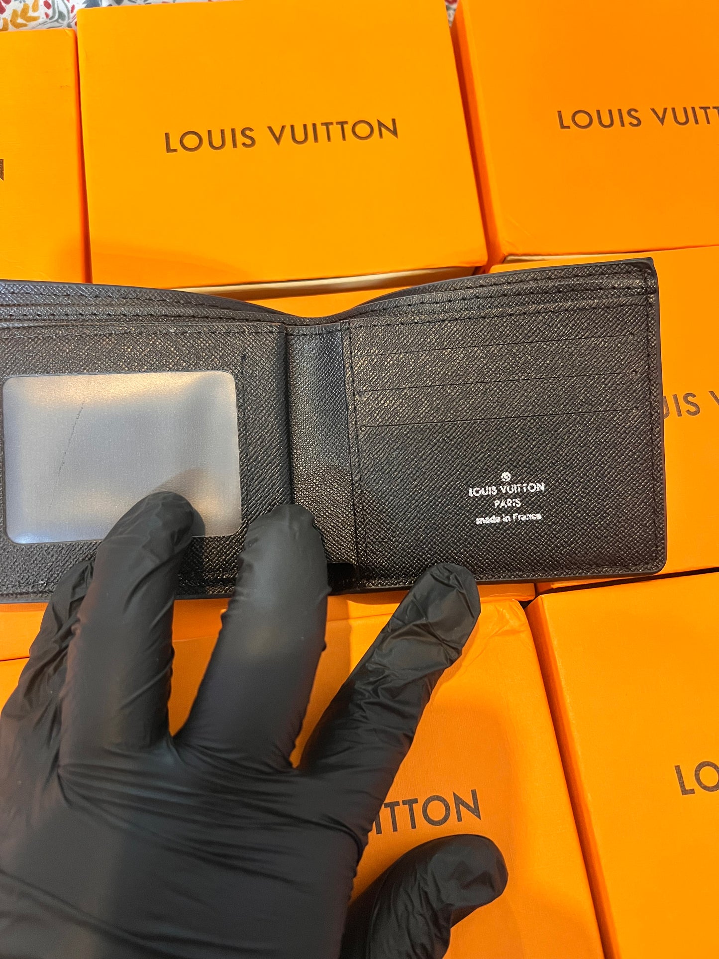 Black Flower Wallet With box