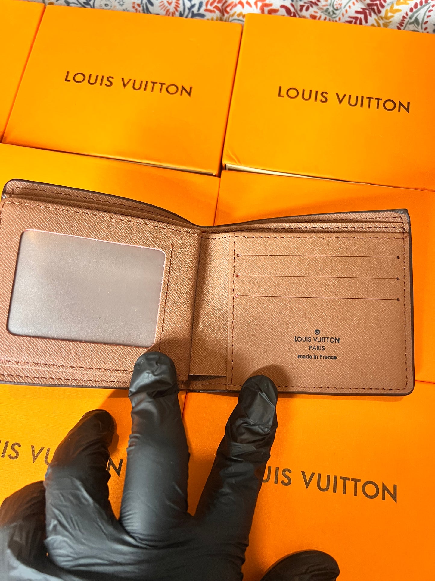 Brown and Gold Flower Wallet With Box